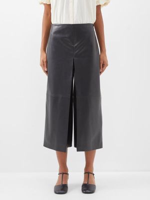 Ashlyn - Emerson Cropped Leather Trousers - Womens - Black