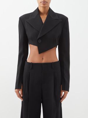 Ashlyn - Rey Cropped Crepe Suit Jacket - Womens - Black
