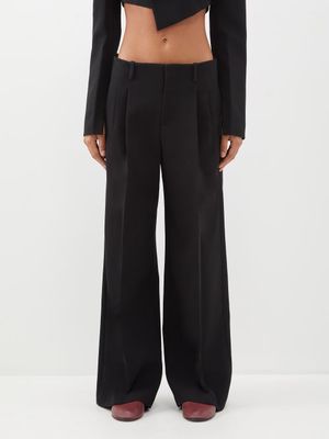 Ashlyn - Rey Double-pleat Crepe Tailored Trousers - Womens - Black