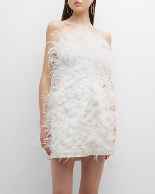 Ashlyn Strapless Feather Mini Dress