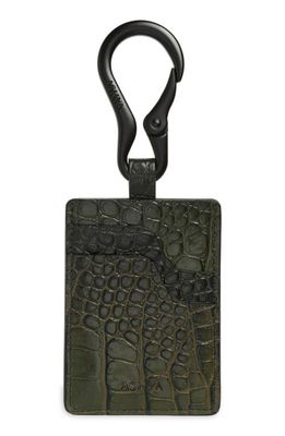 ASHYA Croc Embossed Leather Card Holder in Okro Croc 