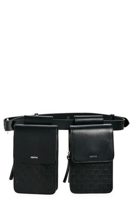 ASHYA Double Pouch Leather Belt Bag in Onyx 