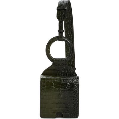 ASHYA Mini Shema Embossed Leather Slingback Bag in Okro Croc 