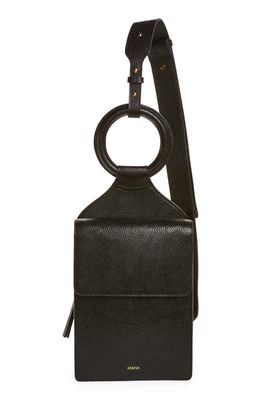 ASHYA Shema Leather Slingback Bag in Onyx/Onyx Pebble