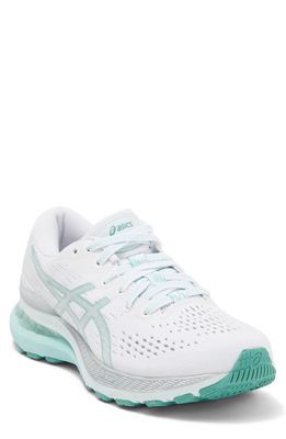ASICS® GEL-Kayano® 28 Running Shoe in White/Oasis Green