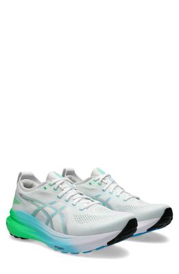 ASICS® GEL-KAYANO® 31 Running Shoe in White/Bright Cyan 