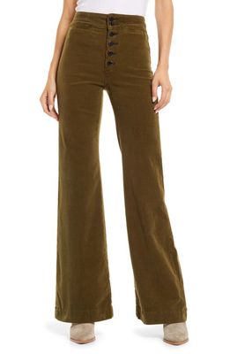 ASKK NY Brighton Button Fly High Waist Wide Leg Jeans in Army Cord