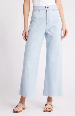 ASKK NY Brighton Raw Hem Wide Leg Jeans in Bleach 