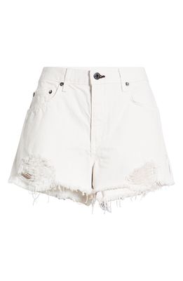 ASKK NY Jax Distressed High Waist Cutoff Denim Shorts in Ivory