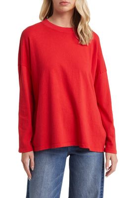 ASKK NY Long Sleeve Cotton T-Shirt in Cherry Red