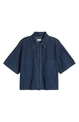 ASKK NY Oversize Denim Button-Up Crop Shirt in Bruiser