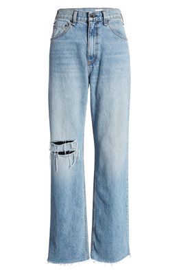 ASKK NY Ripped High Waist Relaxed Straight Leg Jeans in Jackson Hole