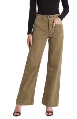 ASKK NY Sailor Wide Leg Twill Utility Pants in Olive