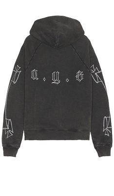 Askyurself AYS Marked Repaired Hoodie in Charcoal