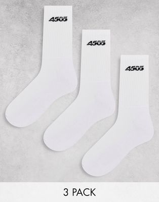 ASOS 4505 3 pack sport socks in white with anti-bacterial