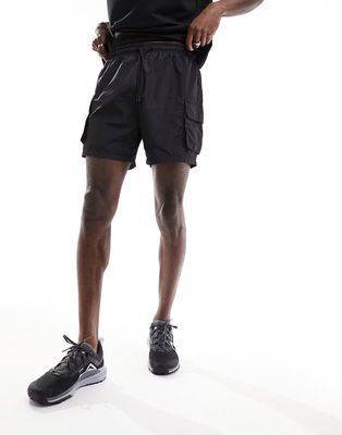 ASOS 4505 5 inch shorts with cargo pocket-Black