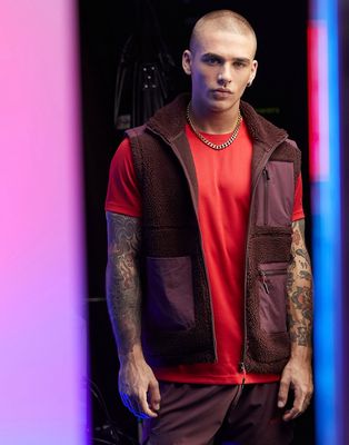 ASOS 4505 borg vest with utility pockets-Red