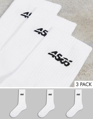 ASOS 4505 crew socks with anti bacterial finish 3-pack-White