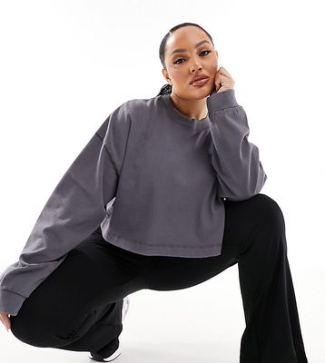 ASOS 4505 Curve oversized cropped fit long sleeve T-shirt in washed black