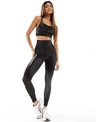 ASOS 4505 deep waist leggings in black high shine