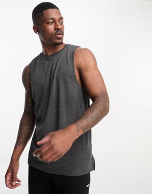ASOS 4505 drop armhole tank top in mesh with sweat wicking in charcoal-Gray