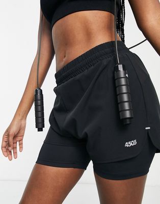 ASOS 4505 Hourglass icon woven running shorts with underlayer-Black