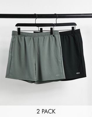 ASOS 4505 icon 5 inch training shorts with quick dry 2 pack-Black