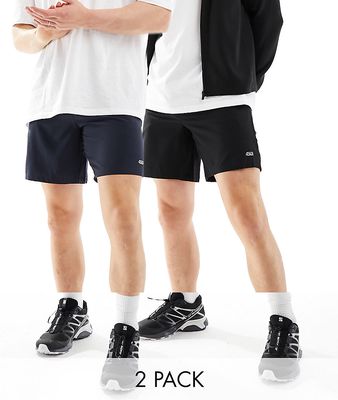 ASOS 4505 Icon 7 inch training shorts 2 pack with quick dry in black and navy-Multi