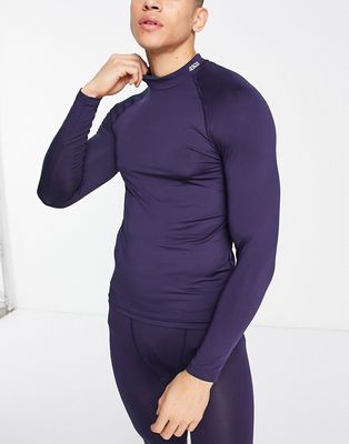 ASOS 4505 icon baselayer long sleeve T-shirt with mock neck-Navy