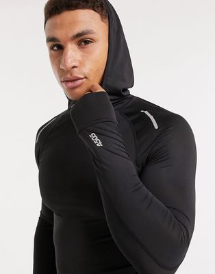 ASOS 4505 icon muscle fit running long sleeve t-shirt with hood-Black