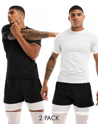 ASOS 4505 Icon muscle fit training T-shirt 2 pack with quick dry-Multi