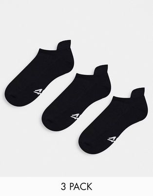 ASOS 4505 icon run sneaker socks with antibacterial finish 3 pack-Black