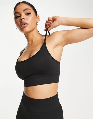 ASOS 4505 icon seamless low impact sports bra with removable padding-Black