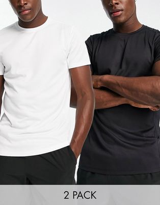 ASOS 4505 Icon standard training t-shirt 2 pack with quick dry in black and white-Multi