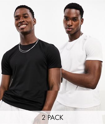 ASOS 4505 Icon standard training t-shirt 2 pack with quick dry in black and white