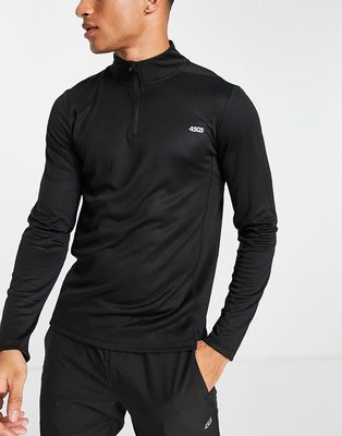 ASOS 4505 icon training long sleeve t-shirt with 1/4 zip in black