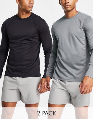 ASOS 4505 icon training long sleeve T-shirt with quick dry 2 pack-Multi