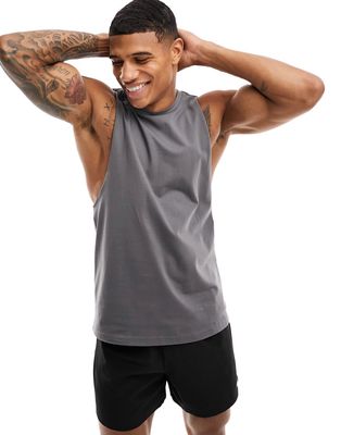 ASOS 4505 Icon training sleeveless t-shirt with dropped armhole with quick dry in gray