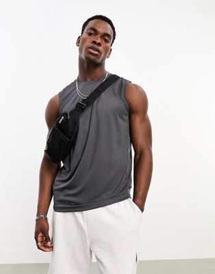 ASOS 4505 icon training sleeveless tank top with quick dry in charcoal-Gray