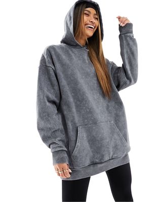ASOS 4505 longline hoodie in brushback-Gray