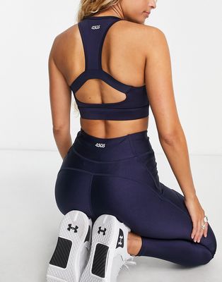 ASOS 4505 mid support sports bra in navy sheen