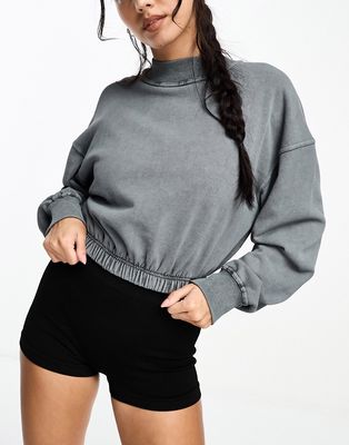 ASOS 4505 mock neck sweatshirt with quick dry in washed gray