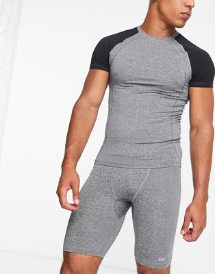 ASOS 4505 muscle fit training t-shirt with contrast sleeves-Gray