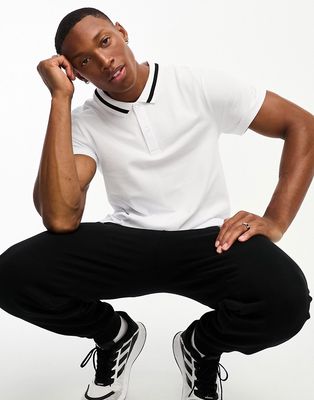 ASOS 4505 oversized golf polo with tipping in white