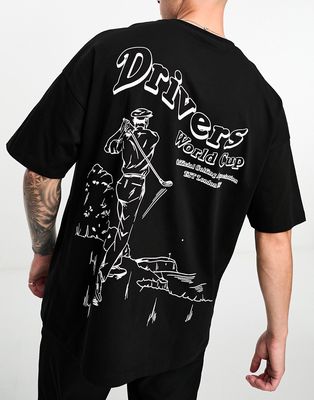 ASOS 4505 oversized T-shirt with golf graphic with quick dry in black