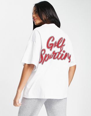 ASOS 4505 oversized t-shirt with golf slogan-White