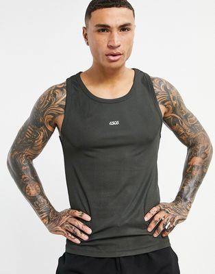 ASOS 4505 ribbed training tank in muscle fit-Grey