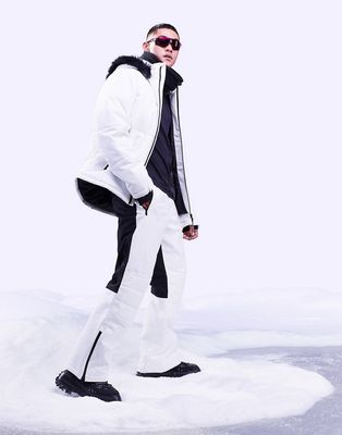 ASOS 4505 ski pants in monochrome-White