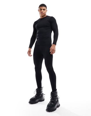 ASOS 4505 Ski seamless ribbed base layer leggings-Black