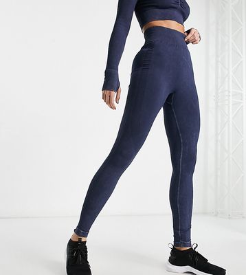 ASOS 4505 Tall seamless legging with ruched bum in acid wash - part of a set-Navy